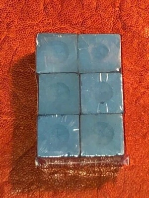 Pre-Flag Master Blue Pool Cue Chalk, 6 Piece pack.