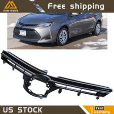 Front Upper Bumper Grille Glossy Black Grill For 2017-2019 Toyota Corolla LE XLE