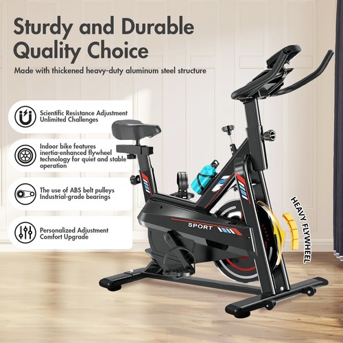 Fitness Exercise Bike Indoor Cycling Stationary Bicycle Home Cardio Workout Bike - Picture 3 of 14