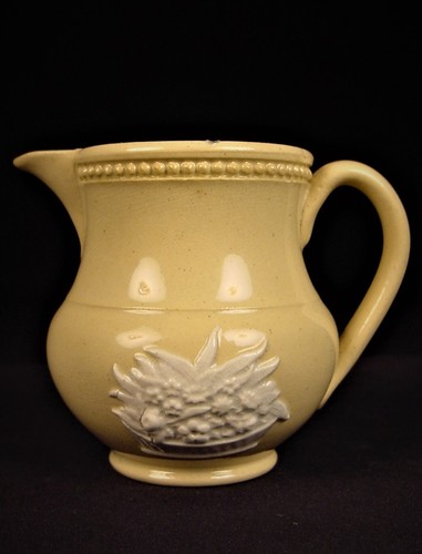 VERY RARE 1800s MINI 2 ½ INCH EXCEPTIONAL BEADED ROBIN PITCHER YELLOW WARE MINT - Picture 5 of 11