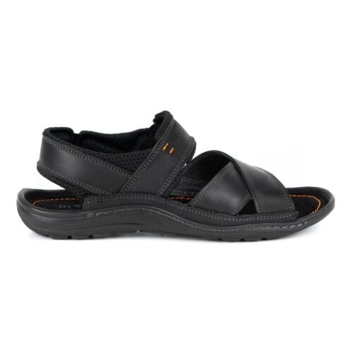 Olivier Black men's leather sandals 336GT - Picture 1 of 9