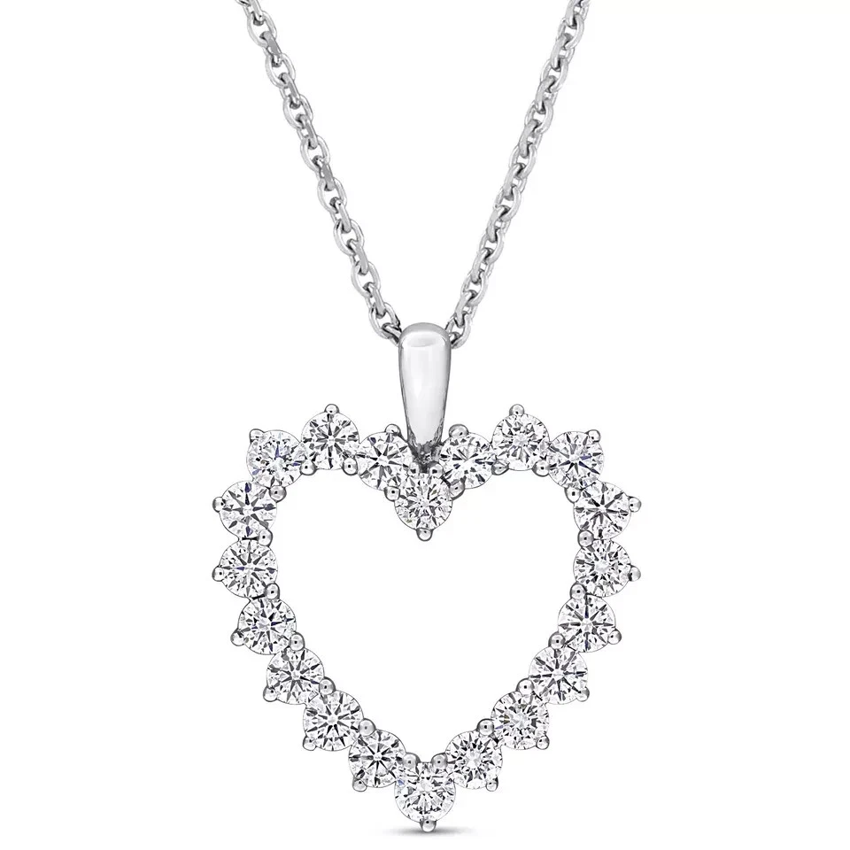 Colgante Promesa Corazón Diamante Creado en Laboratorio 2 CT Chapado en Oro Blanco 14K Foto 2 de 3