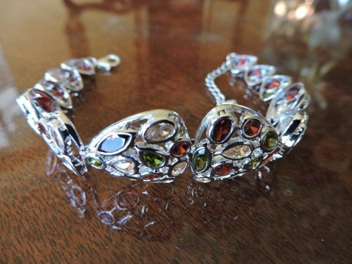 Pulsera de piedras preciosas multicolor de plata esterlina 925 - Imagen 4 de 8