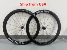 MEROCA 50mm Carbon Road Wheels 700C Clincher Wheelset Thru Axle Disc Brake 24H
