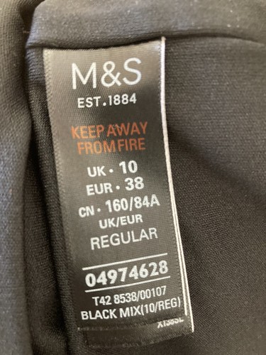 M&S Women’s Black Mix Floral Wrap Style Jersey Stetch Belted Midi Dress UK10 A81 - Picture 12 of 12