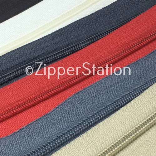 Size 3 Continuous Zip - 5 metres includes 10 Slides. Choice 20 colours