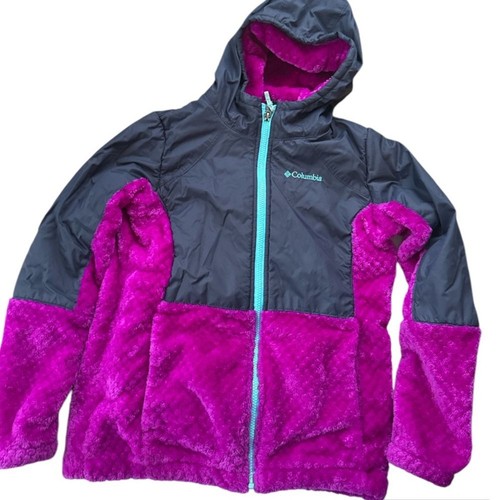 Columbia Big Girls Full zip fleece jacket with hood size L - Picture 2 of 8