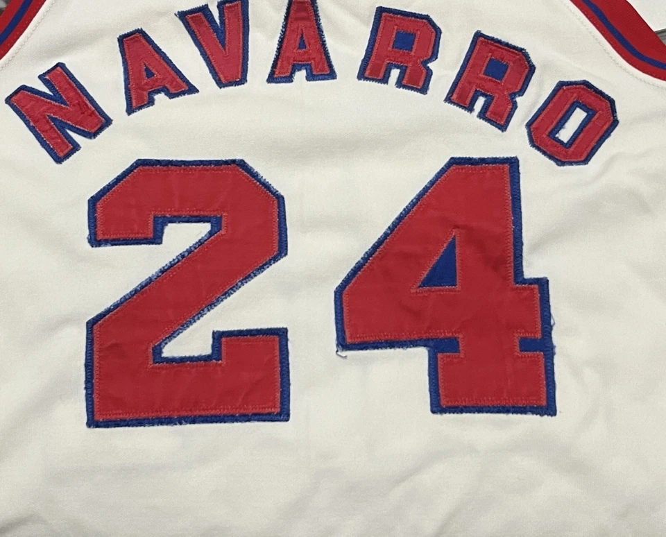 Camiseta deportiva de baloncesto blanca vintage 40 Rawlings NAVARRO BULLDOGS 24 Corsicana TX para hombre Foto 2 de 4