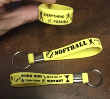 1/2” Yellow & Black Softball Silicone Keychain