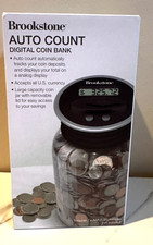 Brookstone Auto Count Digital Coin Bank Tracks Displays Coin Total
