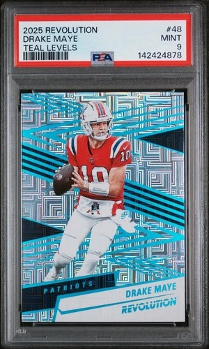 2025 Panini Revolution #48 Drake Maye Teal Level /499 Patriots PSA 9 POP 2