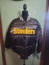 Vintage G-III Pittsburgh Steelers Bomber Embroidered Winter Coat Med NWT NFL.com
