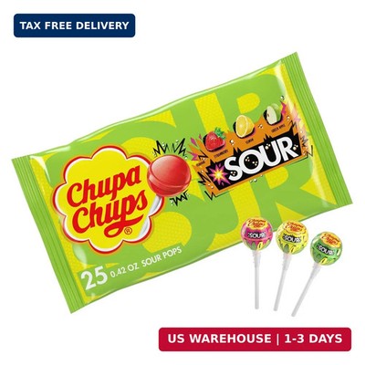 Chupa Chups SOUR Lollipops, Variety Pack, Lemon, Strawbery & Apple Flavored, Ind