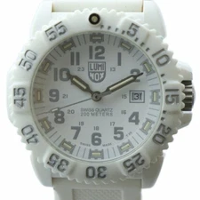 Luminox 3050 3950 Watch With Quartz Date Calendar White Dial Logo Used 0fe7baa7a