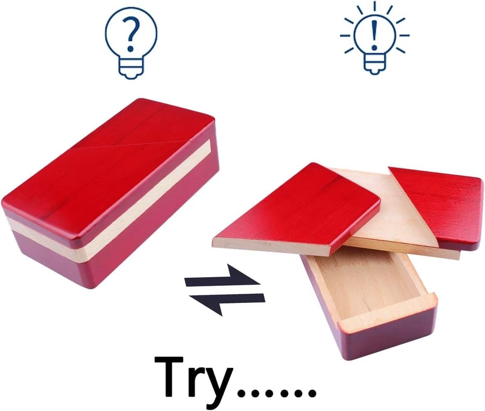 DC-HERMOSO Imposible Puzzle Maestro Secreto Apertura Madera Roja Caja Mágica... Foto 3 de 4