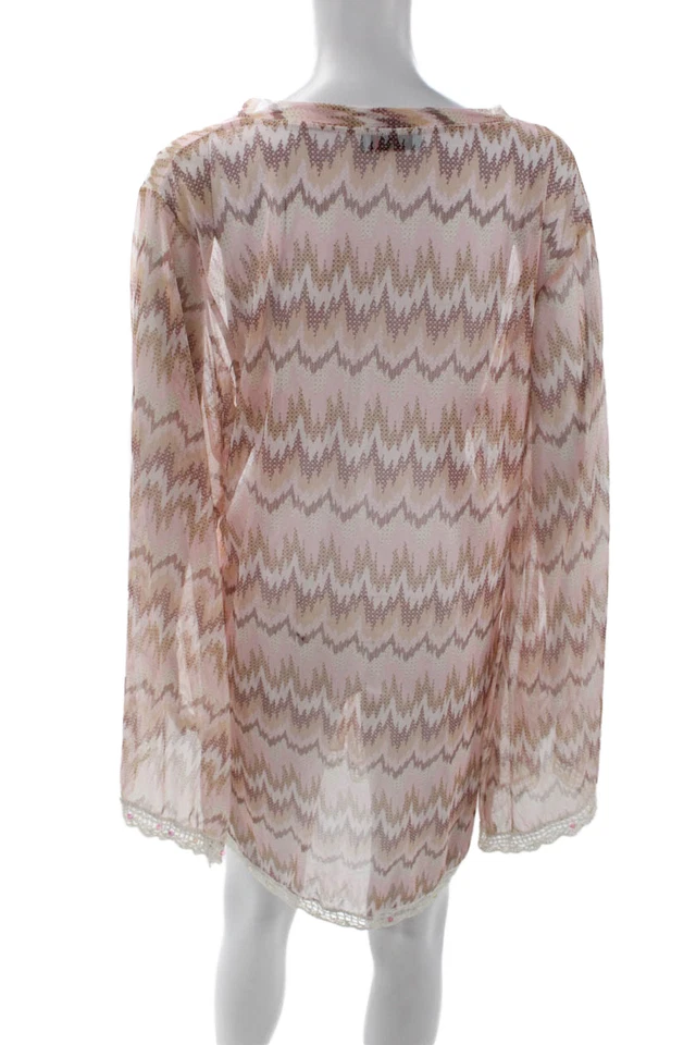 Vestido Letarte Hecho a Mano Para Mujer Chevron Rayas Rosa Marrón Talla Grande Foto 3 de 4