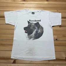 Vintage 90s 1990 Keeshond Dog Graphic Single Stitch Shirt USA Made Size Medium