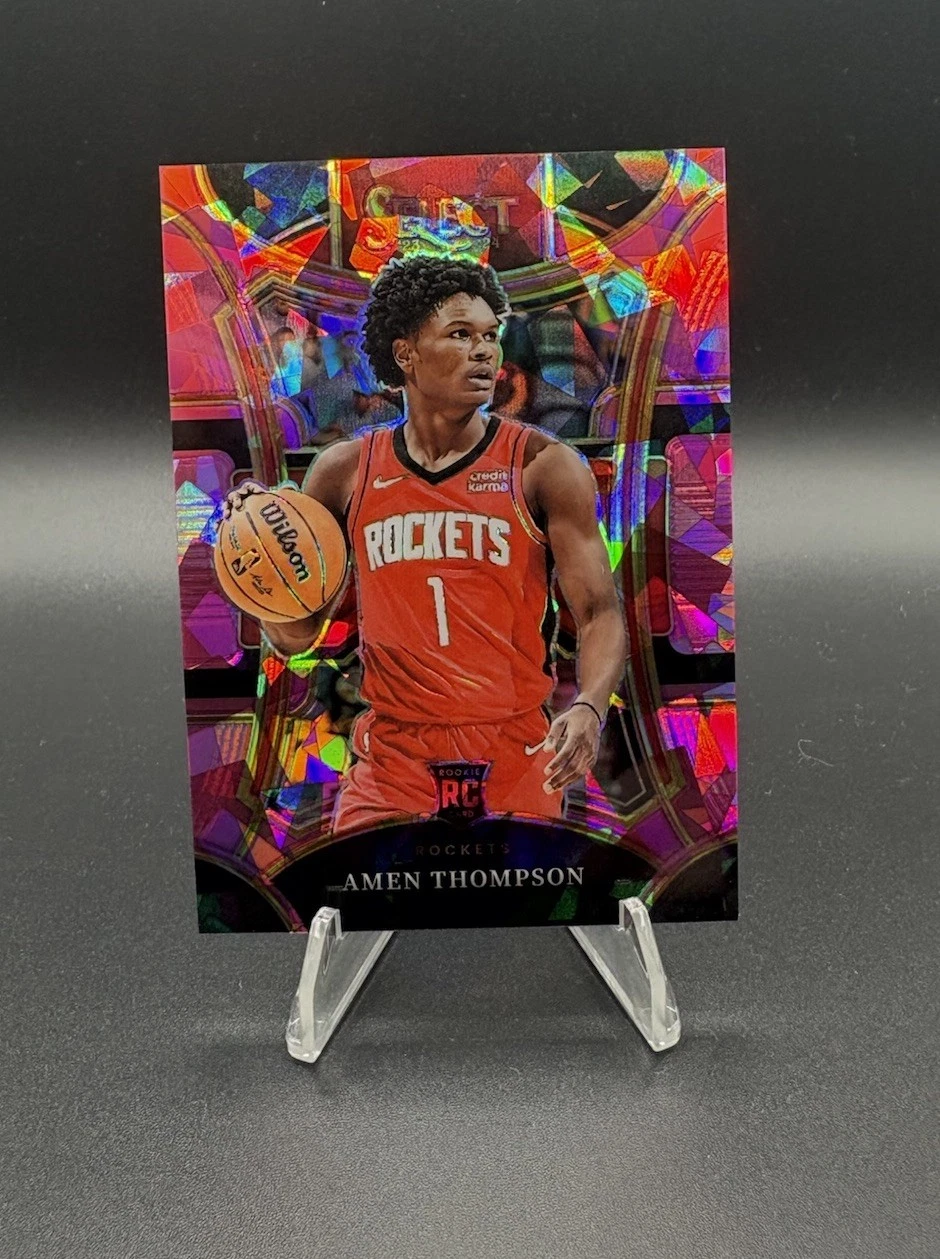 Amen Thompson 2023-24 Panini Select Purple Cracked Ice Mezzanine RC 12/99 #322