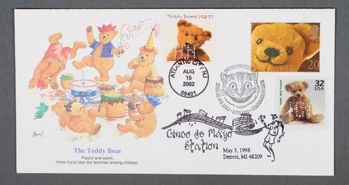 MayfairStamps Great Britain FDC 2002 Nakano Perfin Teddy Bear US Mixed Frank Fle
