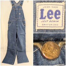 VTG Lee Jelt Denim Sanforized Bib Overalls Union Made in USA 1950s bibs 32x31