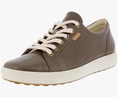 ECCO Soft 7 Womens UK 3.5  Shoes 36 EU Low Top Leather Sneakers Taupe Lace Up