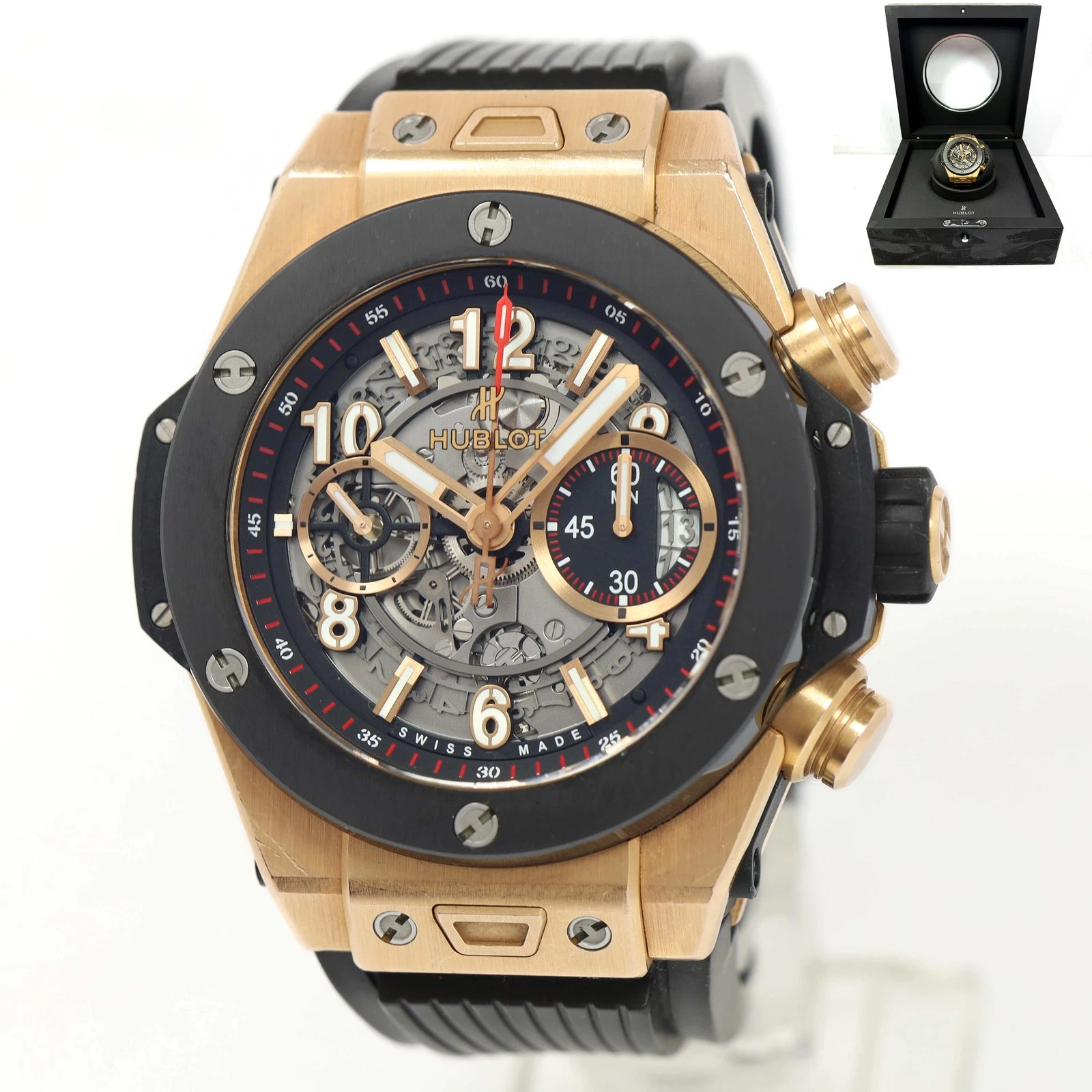 Hublot — Hublot Big Bang Unico 411.OM.1180.RX 45MM Skeleton 18K Rg Ceramic Box