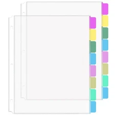 16PCS/2 Set 3 Ring Clear Binder Dividers with Tabs, 8.5 x 11 8 Tabs Binder Divid