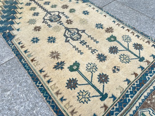 HOME DECOR TRIBAL VINTAGE OUSHAK RUNNER RUG WOOL HAND-KNOTTED TURKISH RUNNER RUG - Picture 7 of 12