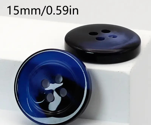 5 pcs Res Ipsa Loquitur Melbourne - 15mm Blue Marble Resin 4 Hole Buttons - Picture 2 of 2