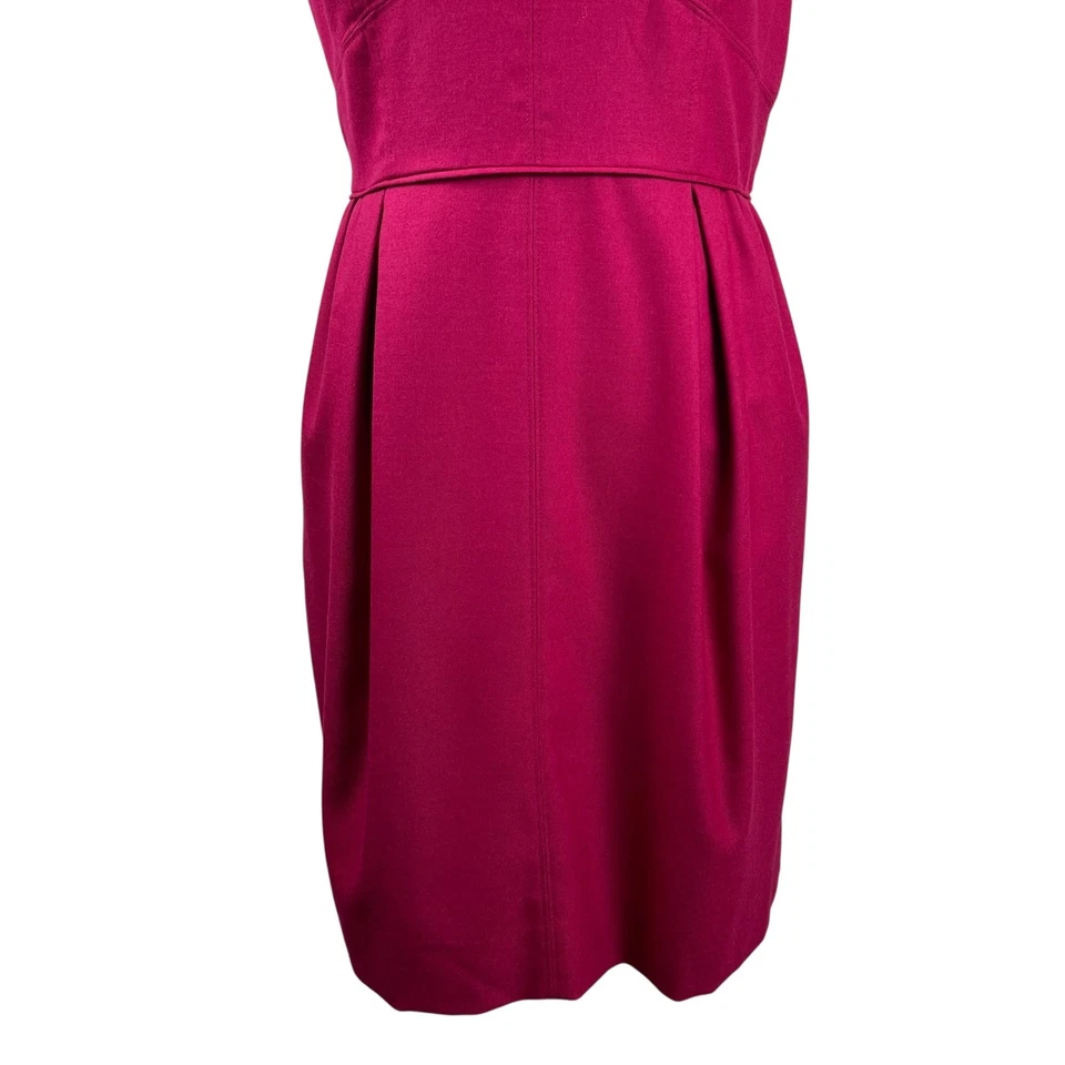 J Crew Women's Sheath Dress Size 8 Raspberry Pink Wool Blend Sleeveless Career - image 3 of 4