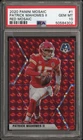 PATRICK MAHOMES II 2020 MOSAIC FOOTBALL RED PRIZM CHIEFS PSA 10