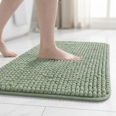 Dicke flauschige Chenille Badematte 41x61 cm - rutschfeste TPR-Unterlage, maschinenwaschbar