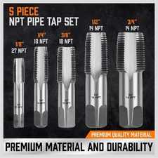 Pipe Thread Tap Set 5-Piece Thread Cutting Tools Carbon Steel BSP Pipe Tap Set Ñ