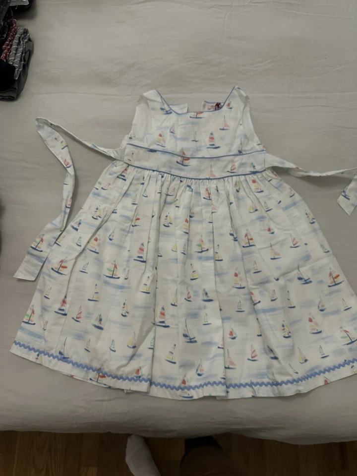 Bonpoint Girls Dress Size 6/7 Sail Boat Print - Image 4 of 4