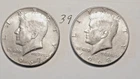KENNEDY HALF DOLLARS, 1967-P, 1968-D,  40% SILVER,----39