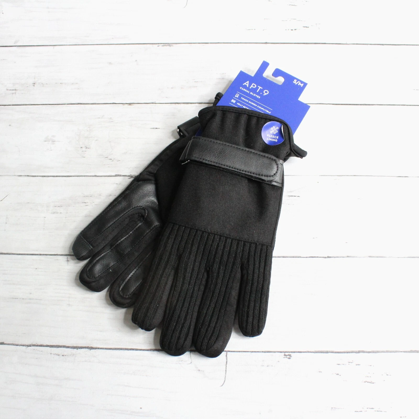Apt. 9 Men's Winter Gloves Size S M Black Wool Blend