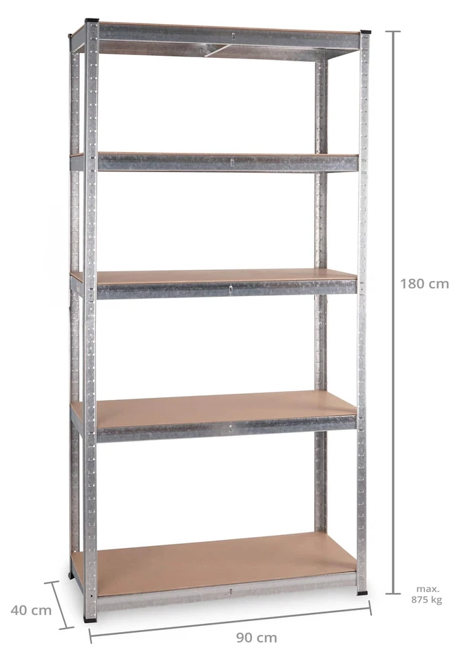 Scaffale ad Angolo Scaffalatura in Metallo Zincato con Mensole Ripani in Legno - Immagine 4 di 4