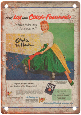 Old 1951 LUX Laundry Soap Color Gloria De Haven Ad Retro Look Metal Sign ZF531