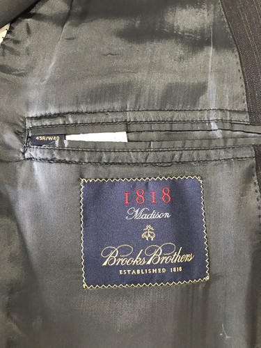 Brooks Brothers 1818 Madison Blazer Nero Grigio Antracite Righe Italia 45R - Foto 7 di 9