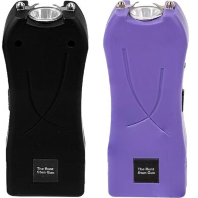 SAFETY TECHNOLOGY Twin 80 Mill Runt Stun Gun Black Purple Rechargeable Women Self Defense Holster
