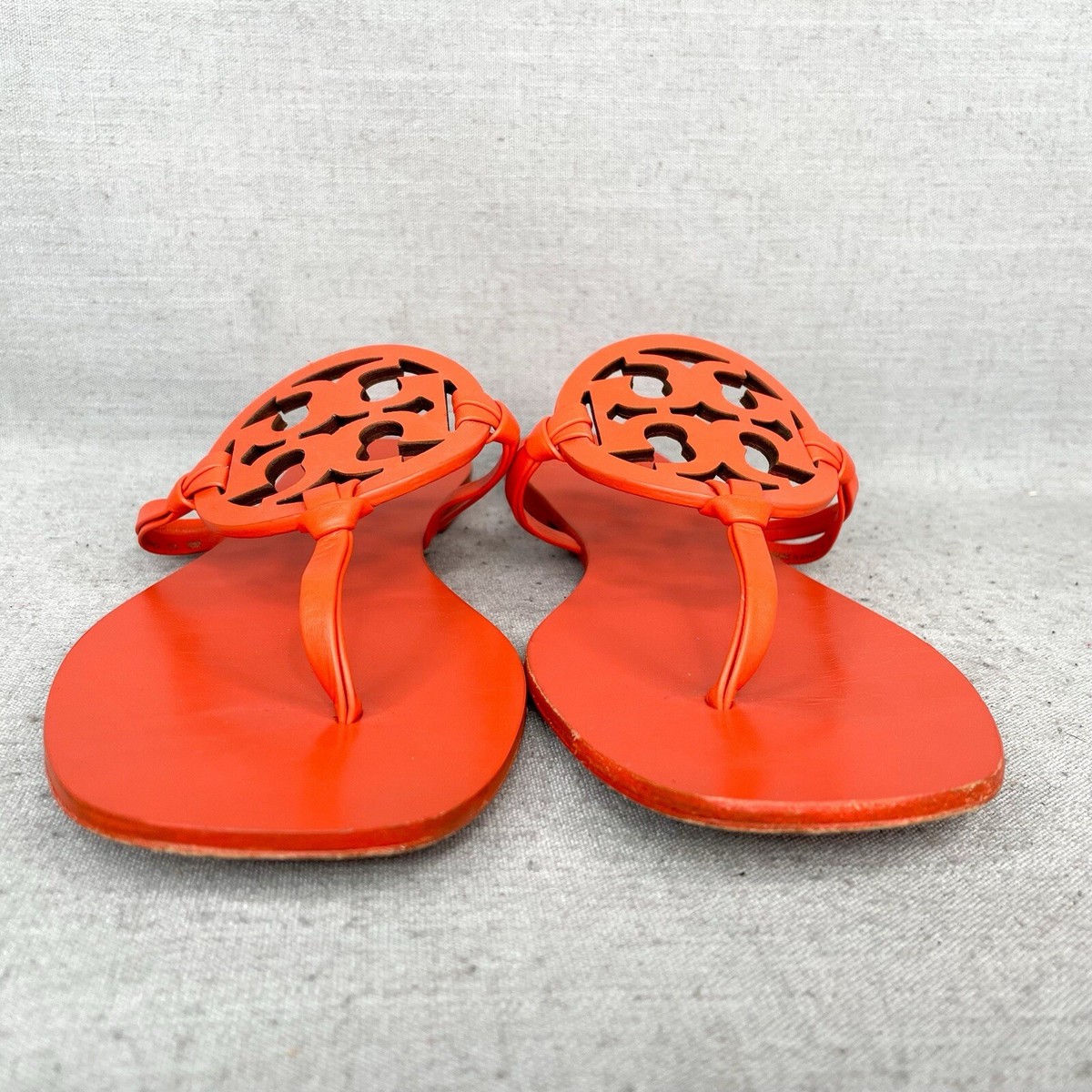 Tory Burch Miller Sandals Womens 9M Orange Leather Thong