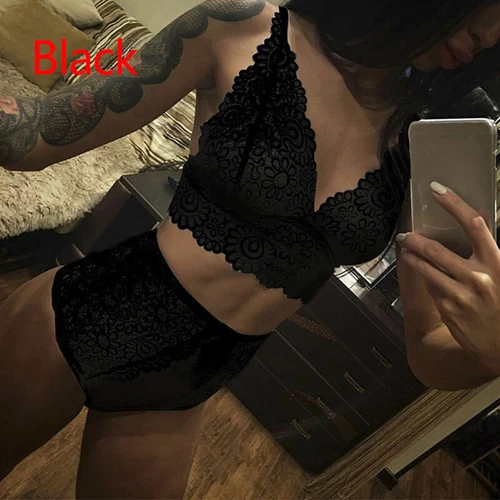 Mujeres Sexy Lencería Babydoll Prendas para dormir Sujetador de encaje Bragas Tanga Ropa interior Conjunto - Imagen 14 de 18