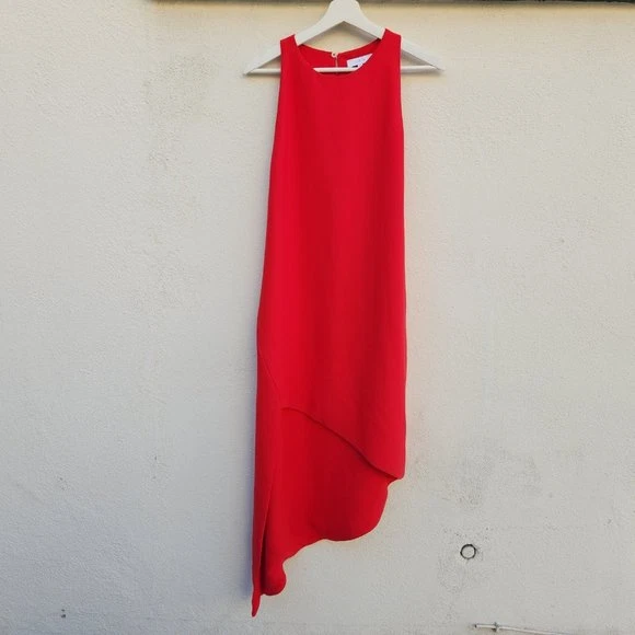 VETEMENTS Abito donna IRO senza maniche asimmetrico Hamlin scollo a scoop senza maniche rosso taglia XL