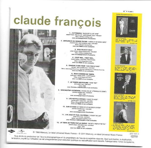 CLAUDE FRANÇOIS #04 : J'ATTENDRAI + WINCHESTER.. ♦ CD REPLICA DU LP DE 1966 ♦ - Picture 2 of 2