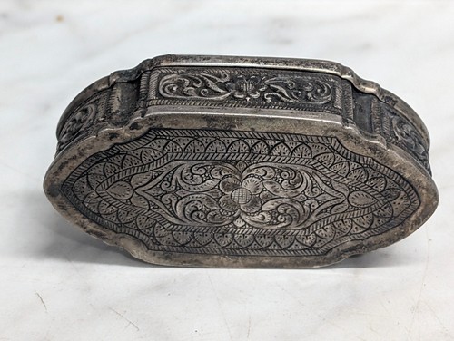 Antique Victorian Flower Silver Trinket Ornate Snuff Box 2-1/2'' - Picture 8 of 15