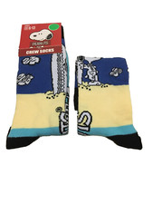 PEANUTS Snoopy Surfboard 1 Pair Novelty Crew Socks Adult Shoe Size 6-13 NWT