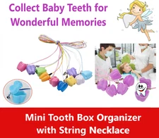 Tooth Box Organizer Kids Baby Save Milk Teeth Storage Box w/String, Assort 10/Pk