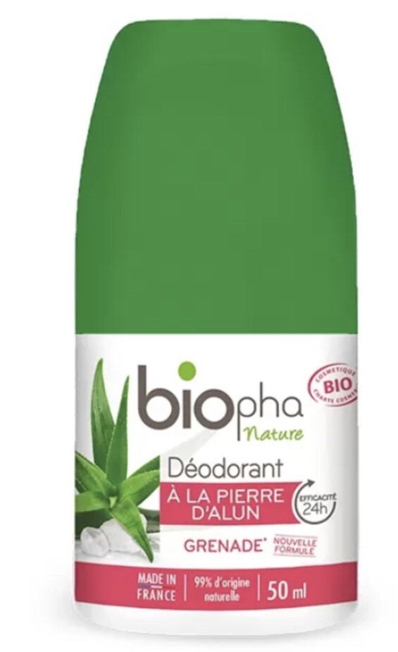 Déodorant BIOPHA bio grenade 50ml idéal pour le sport et le bureau
