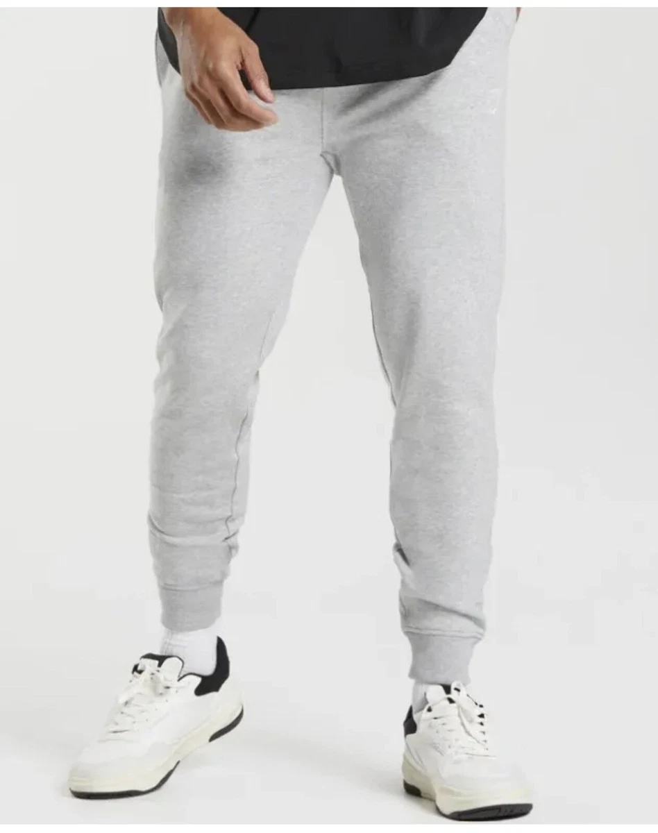 Gymshark Men's Crest Joggers Sweatpants in Light Grey Slim Fit Size XL