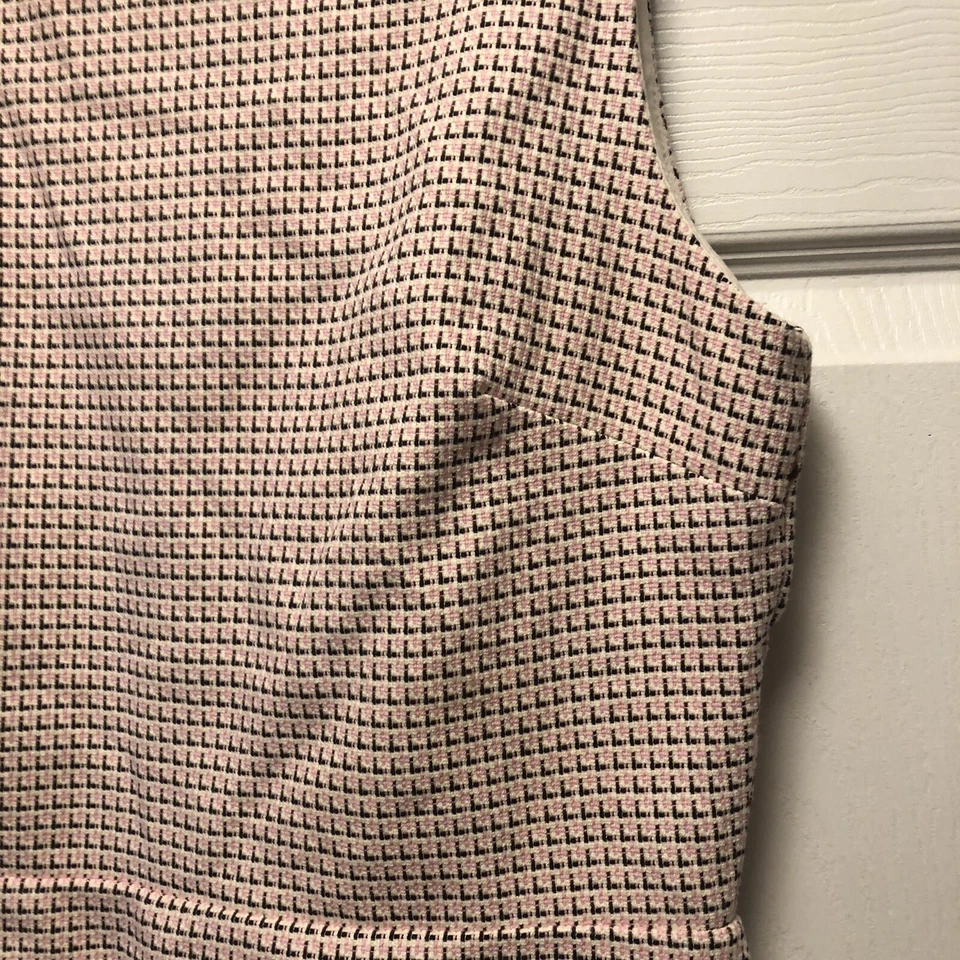 Loft Tweed Dress Geometric Career Office Pink White Women's Size 8T - Image 3 of 4